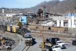 NS yard job E19  working the interchange yard as viewed from the John Lynch bridge, VA 163.  Cars of coke delivered to U.S. Pipe by CSX in the background.